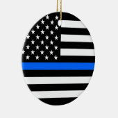 "THIN BLUE LINE OP AMERIKAANSE VLAG" KERAMISCH ORNAMENT (Rechts)