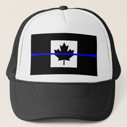 Thin Blue Line op Canadese vlag Trucker Pet (Voorkant)