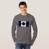 Thin Blue Line op Canadian Flag Decor T-shirt (Voorkant volledig)