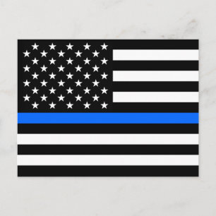 "THIN BLUE LINE OP VLAG" BRIEFKAART