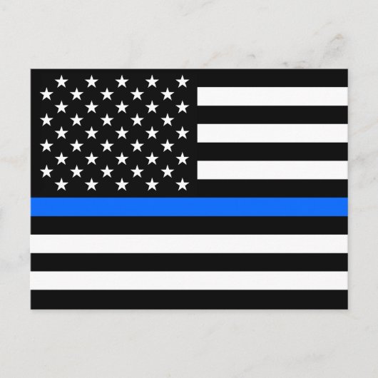 "THIN BLUE LINE OP VLAG" BRIEFKAART (Voorkant)