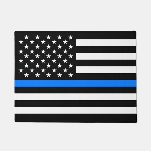 "THIN BLUE LINE OP VLAG" DEURMAT (Voorkant)