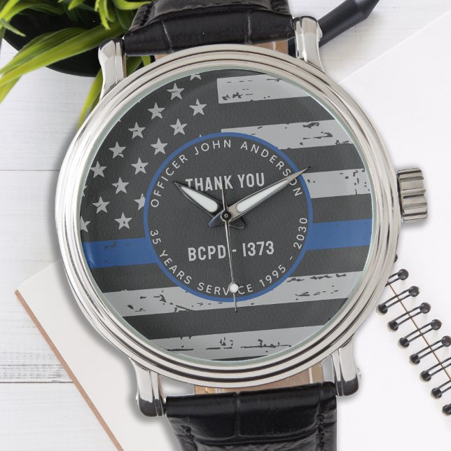 Thin Blue Line - Pensionering - Dank u politie Horloge (Creator heeft geüpload)