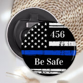 Thin Blue Line Personalized Badge Number Politie Button Flesopener
