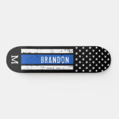 Thin Blue Line Personalized Patriotic Flag Police Persoonlijk Skateboard (Horizontaal)
