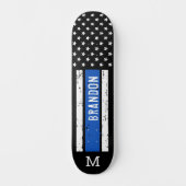 Thin Blue Line Personalized Patriotic Flag Police Persoonlijk Skateboard (Voorkant)