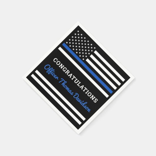 Thin Blue Line Personalized Police Afstuderen Servet (Hoek)