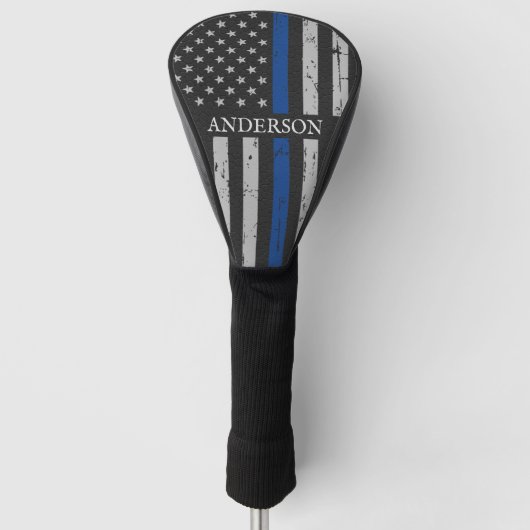 Thin Blue Line Personalized Police Golfheadcover (Voorkant)