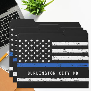 Thin Blue Line Personalized Police Officer Documentenmap