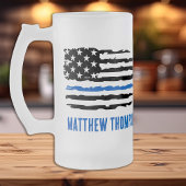 Thin Blue Line Personalized Police Officer Matglas Bierpul