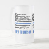 Thin Blue Line Personalized Police Officer Matglas Bierpul (Voorkant links)