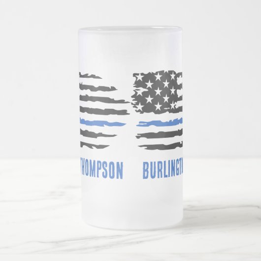 Thin Blue Line Personalized Police Officer Matglas Bierpul (Center)