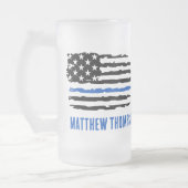 Thin Blue Line Personalized Police Officer Matglas Bierpul (Links)