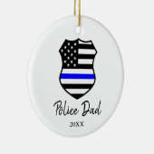 Thin Blue Line Personalized Police Officer Pap Keramisch Ornament (Rechts)