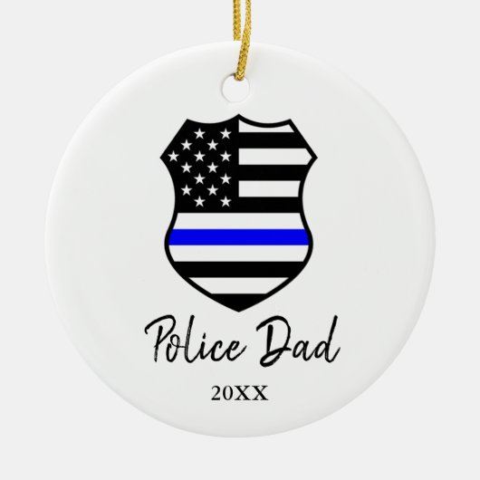 Thin Blue Line Personalized Police Officer Pap Keramisch Ornament (Voorkant)