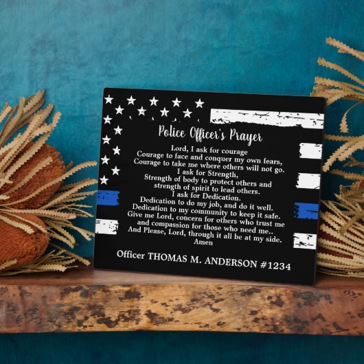 Thin Blue Line Personalized Police Officer Prayer Fotoplaat (Zijkant)