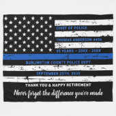 Thin Blue Line Personalized Police Retirement Fleece Deken (Voorkant (Horizontaal))