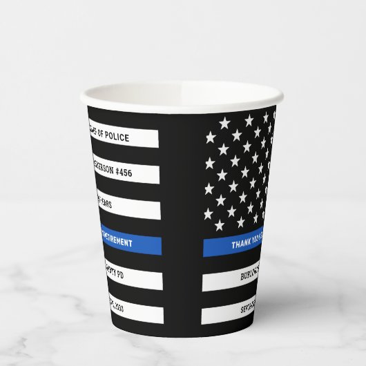 Thin Blue Line Personalized Police Retirement Papieren Bekers (Links)