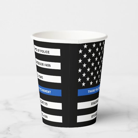 Thin Blue Line Personalized Police Retirement Papieren Bekers (Rechts)