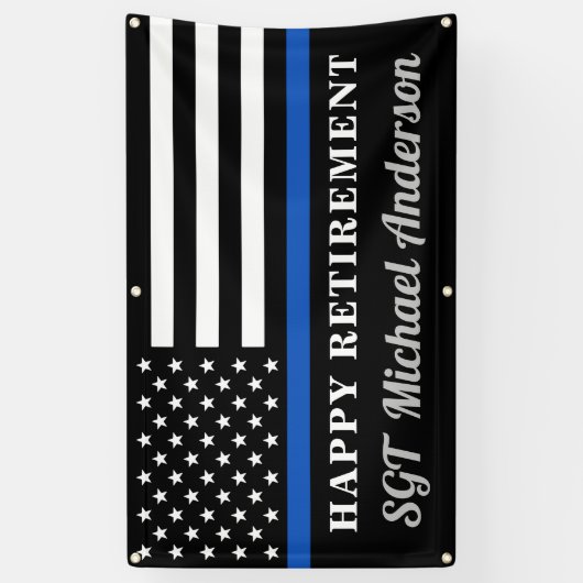 Thin Blue Line Personalized Police Retirement Spandoek (Verticaal)