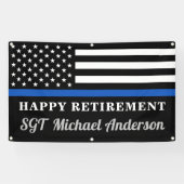 Thin Blue Line Personalized Police Retirement Spandoek (Horizontaal)