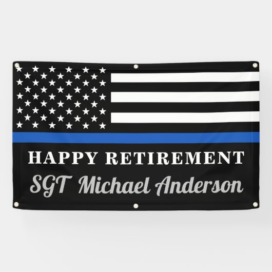 Thin Blue Line Personalized Police Retirement Spandoek (Horizontaal)