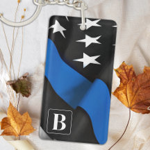 Thin Blue Line Personalized Police Sleutelhanger