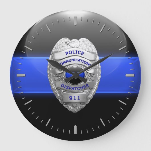 Thin Blue Line Police 911 Large Clock Grote Klok (Voorkant)