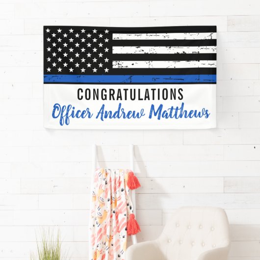Thin Blue Line Police Afstuderen Enforcement Spandoek (Insitu)
