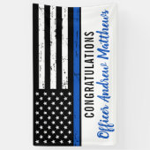 Thin Blue Line Police Afstuderen Enforcement Spandoek (Verticaal)