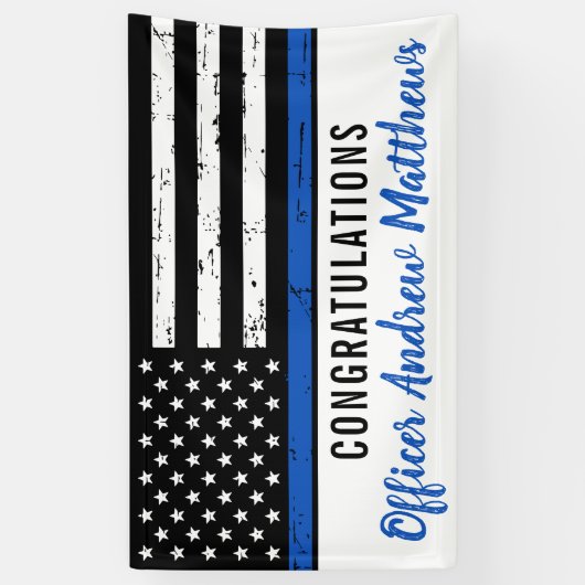 Thin Blue Line Police Afstuderen Enforcement Spandoek (Verticaal)