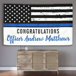 Thin Blue Line Police Afstuderen Enforcement Spandoek