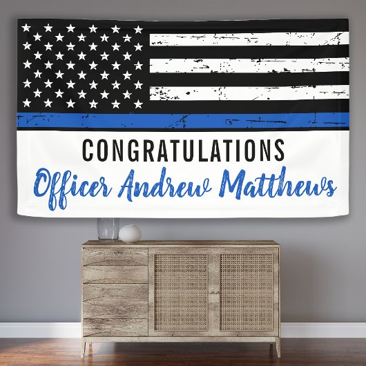 Thin Blue Line Police Afstuderen Enforcement Spandoek