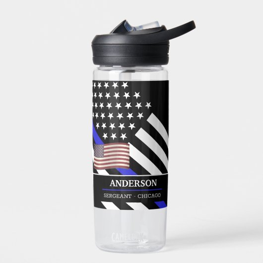 Thin Blue Line, Police, American Flag, Custom Waterfles (Links)