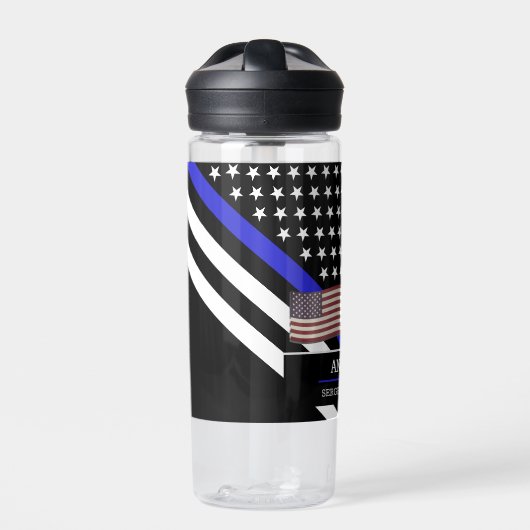 Thin Blue Line, Police, American Flag, Custom Waterfles (Voorkant)