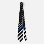 Thin Blue Line Police American Flag Monogram Stropdas (Voorkant)