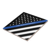 Thin Blue Line Police American Flag Monogram Tegeltje (Zijkant)