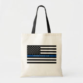 Thin Blue Line Police American Flag Monogram Tote Bag (Voorkant)