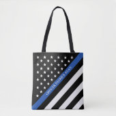 Thin Blue Line Police American Flag Monogram Tote Bag (Voorkant)