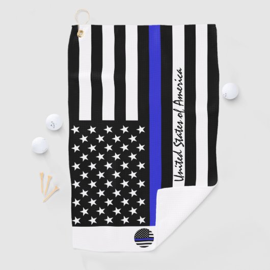 Thin Blue Line & Police, Amerikaanse vlag/Monogram Golfhanddoek (Insitu)