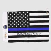 Thin Blue Line & Police, Amerikaanse vlag/Monogram Golfhanddoek (Horizontaal)
