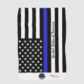 Thin Blue Line & Police, Amerikaanse vlag/Monogram Golfhanddoek (Voorkant)