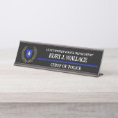 Thin Blue Line Police Badge Bureau Naambordje (Voorkant)