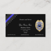 Thin Blue Line Police Badge en Handcuff Key Visitekaartje (Voorkant)