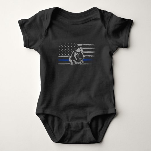 Thin Blue Line Police Belgische Malinois Dog Romper (Voorkant)