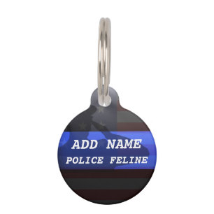 Thin Blue Line Police Cat Label Huisdierpenning