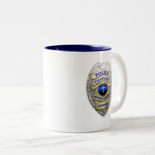 Thin Blue Line Police Chaplain Badge Tweekleurige Koffiemok (Voorkant rechts)