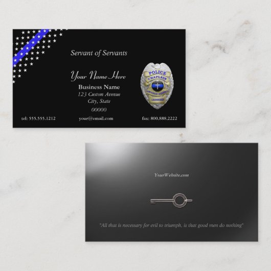 Thin Blue Line Police Chaplain Badge Visitekaartje (Voorkant / Achterkant)