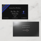 Thin Blue Line Police Chaplain Cross Visitekaartje (Voorkant / Achterkant)