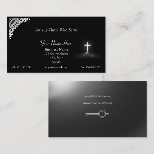 Thin Blue Line Police Chaplain Cross Visitekaartje (Voorkant / Achterkant)